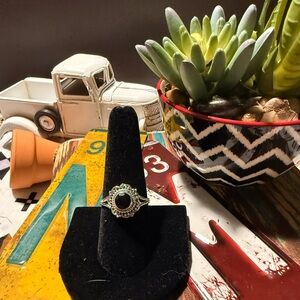 A24 Elegant Black Onyx Stone Ring in a 92.5% Silver Setting